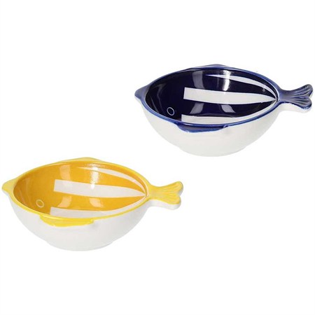 coppia di ciotole piccola pesce in stoneware tognana